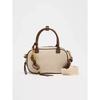 2026 New niche retro color-blocking hand-held small bag, stylish crossbody canvas PU small square bag, single-shoulder bowling b