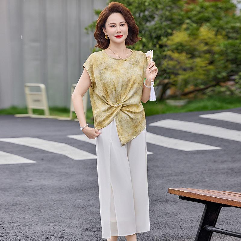 

2026 Summer Chinese Style Short-Sleeve Shirt for Middle-Aged Women 4XL