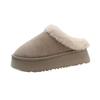 Women's Winter Fashionable Thick Soled Hooded Slippers, Plush Warm Cotton Shoes, Indoor and Outdoor Large-sized Cotton Slippers