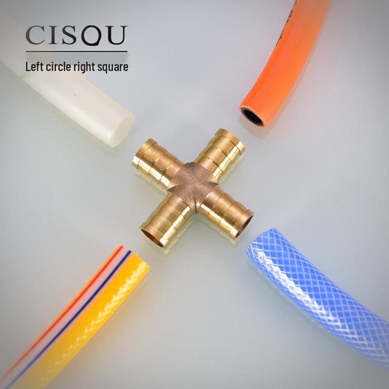 Brass Pagoda Head Insert for Gas Hose, Natural Gas Pipeline Connector 8/12, Pneumatic Fittings Inline Cross Tee