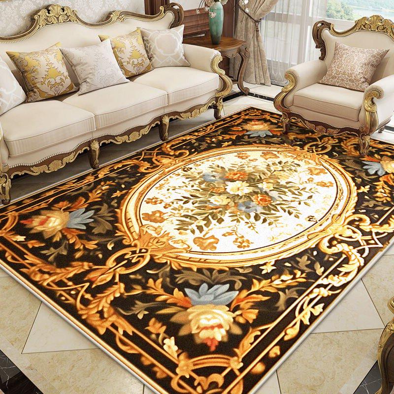 Tapis Doré Luxe Européen Grande Taille Salon Tapis Moelleux en Peluche Chambre à Coucher Antidérapant Épaissi Tapis Doux Décoration de Pièce Tapis 60x90cm