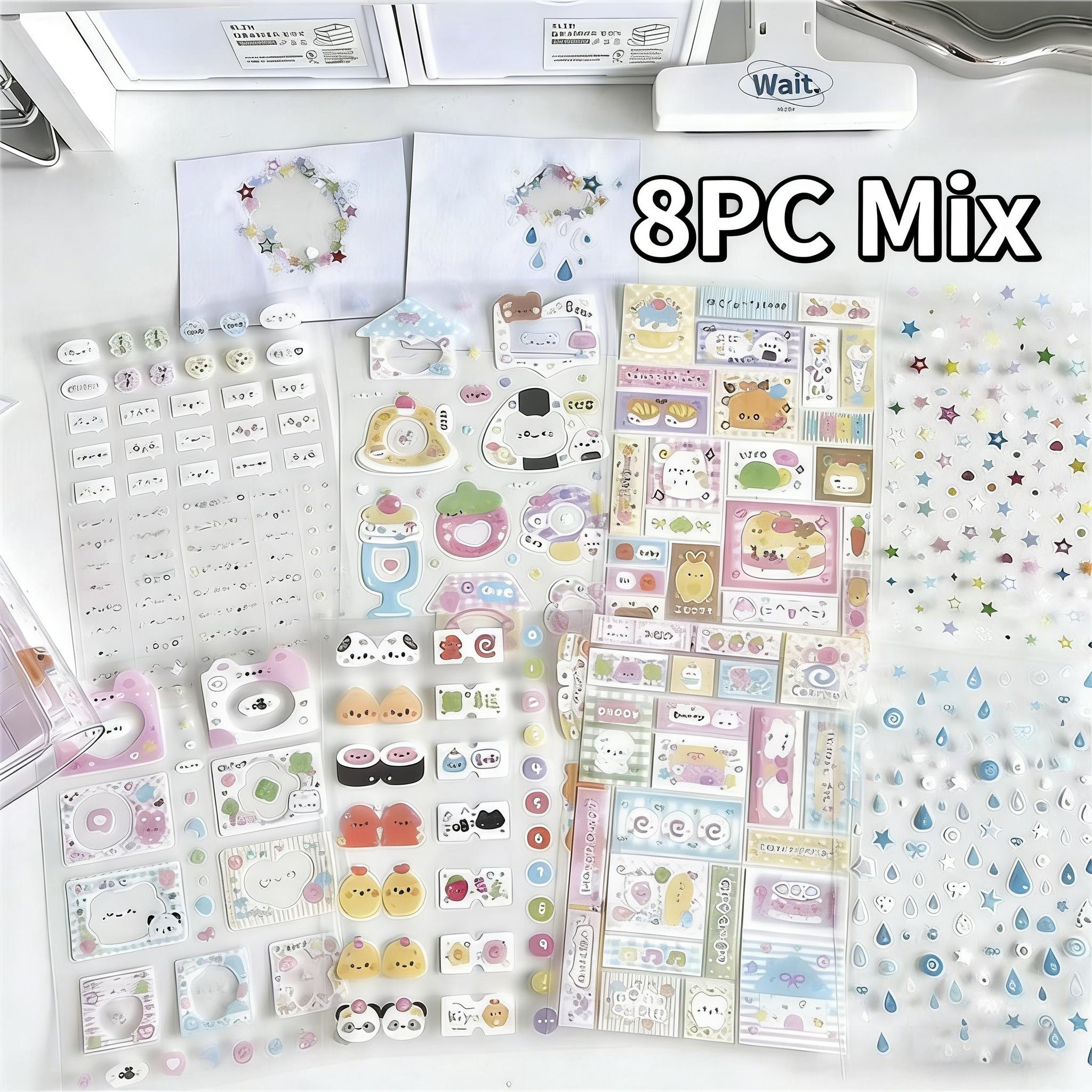 

8pcs Original INS Film Cute Japanese Ancient Style Stickers Double Transparent Border Material Hand Account Affordable Collage