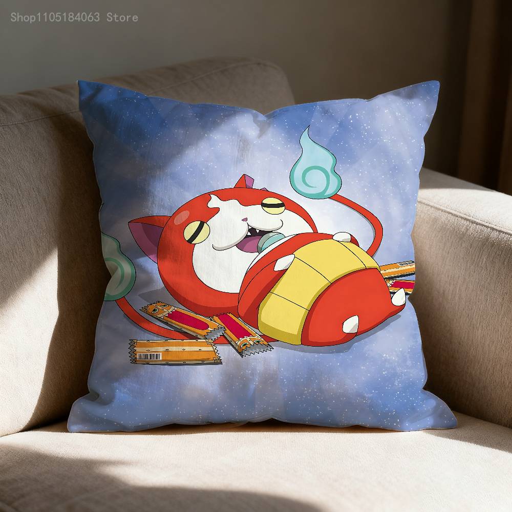 J-Jibanyan Pillow Case For Sofa Decor Car Office Room Printing Cushion Cover Decorations and Protector