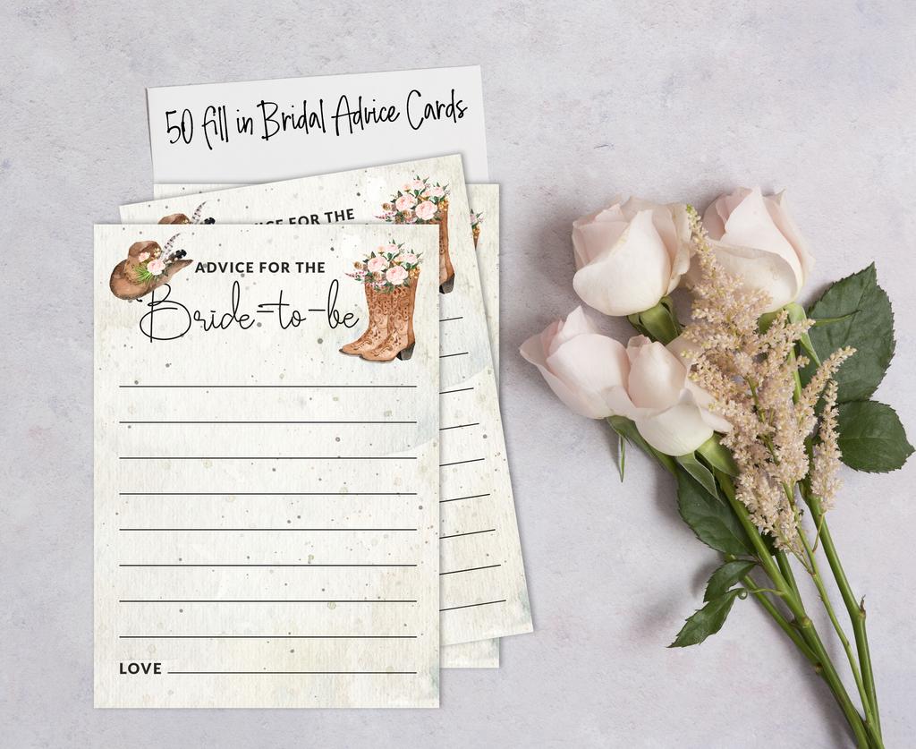 Inkdotpot CowgirlA  Advice And Wishes Set Of 50 Bridal Shower Advice Game