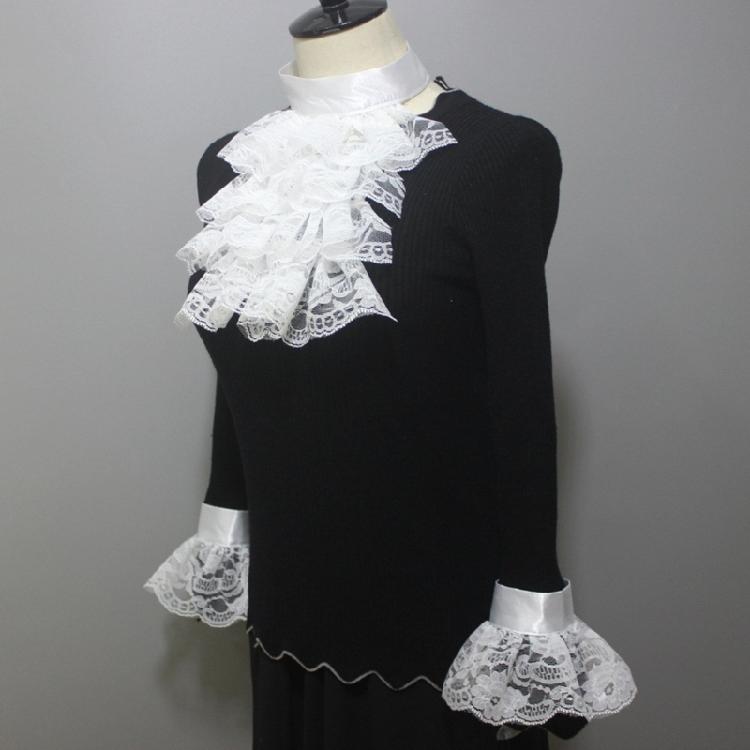 Jabot Collar Lace Wrist Cuffs Shirt Blouses Dress Removable Sleeves Ruffled Wrist Cuffs for Women Girl Photography