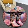 Cowgirl Boots Hat Circular Rug Office Decorative Carpet For Living Room Bedroom Door Mat Floor Carpet Computer Chair Area Rug