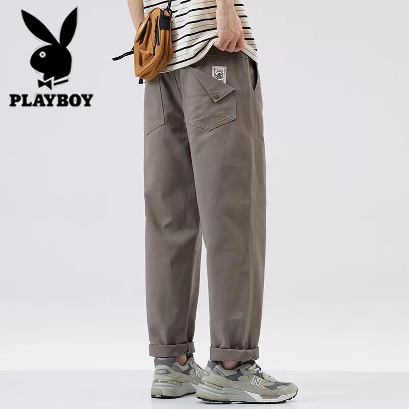 Playboy Men's Loose Straight Cotton Casual Pants