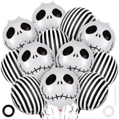 Zestaw 12 Balonów Foliowych na Halloween Dekoracja Imprezy Urodzinowej na Halloween z Motywem Maskarady