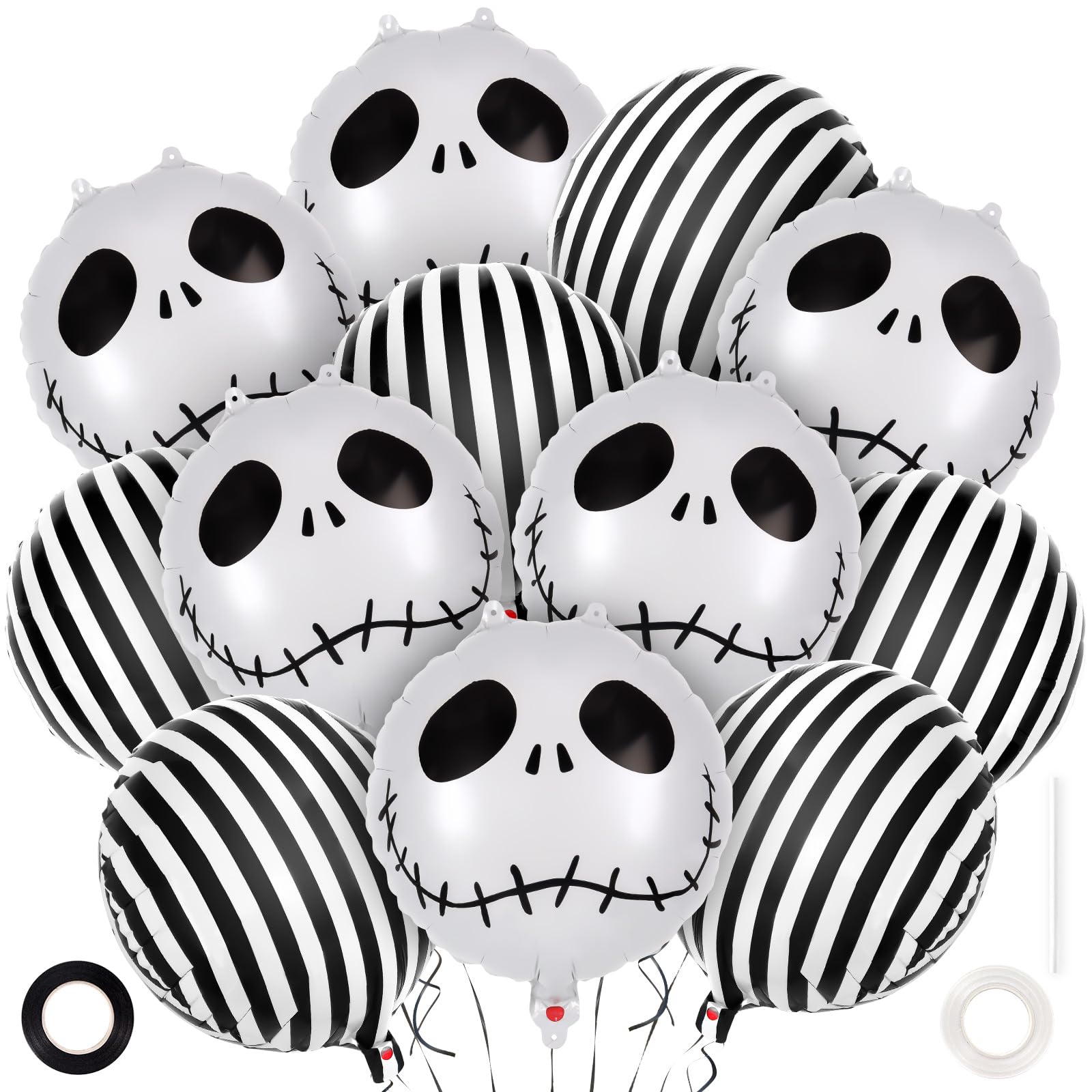 

12 Pieces Halloween Foil Balloon Set Halloween Birthday Masquerade Theme Party Decoration 20Inch белый
