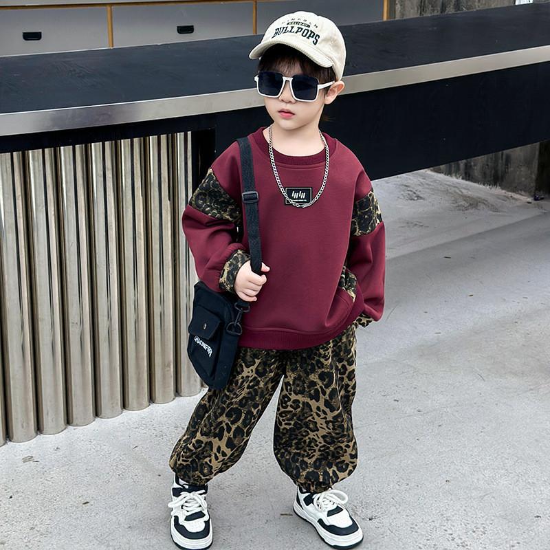 Trendy Boy's Pullover Hoodie Set For Kids Soft Cotton Fabric Stylish Fall Outfit