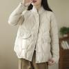 Mink hair splicing down jacket women's new loose and thin white duck down stand-up collar versatile down jacket