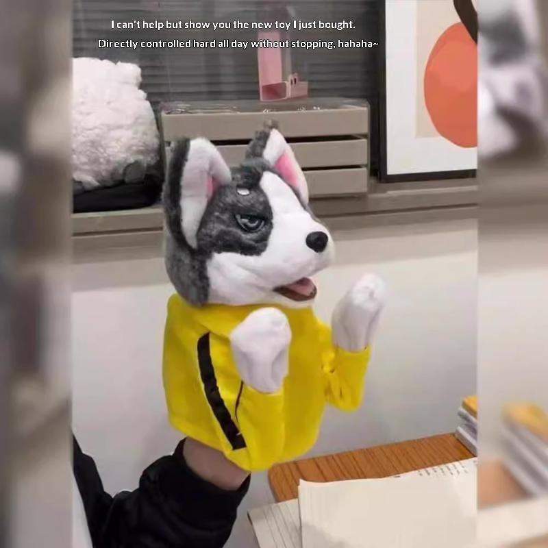 Boxing Husky Hand Puppet Interactive Stuffed Plush Glove Toy for Children Holiday Gift Role Play Activity