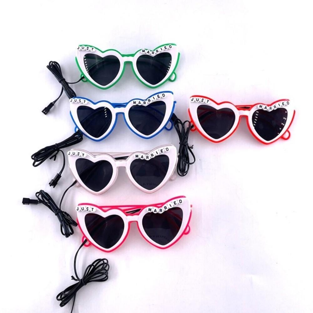 Lunettes LED Carrées Lunettes Cœur Lumineux Lunettes de Soleil Lumineuses Décoratives Fête