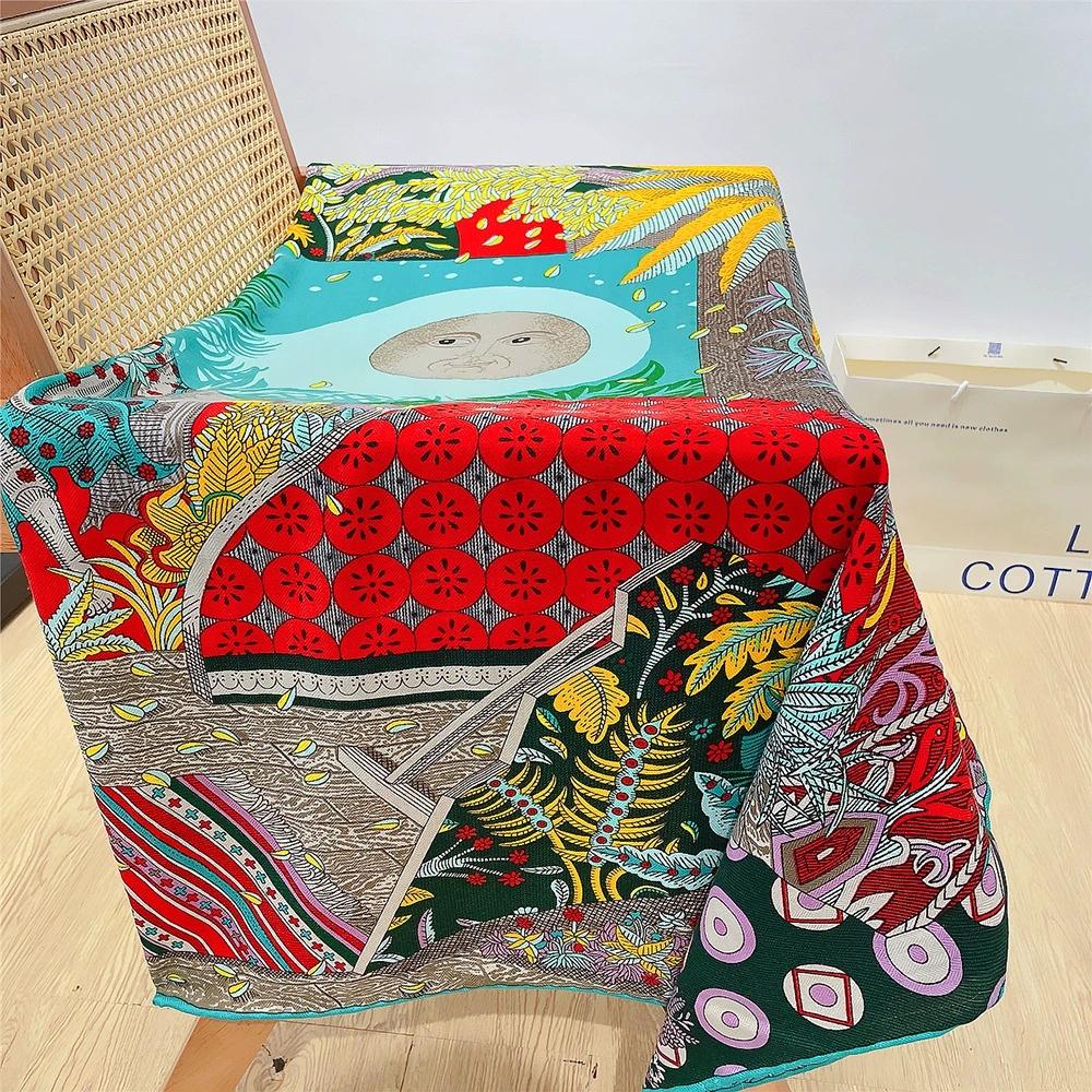 130CM Warm Imitation Silk Cashmere Scarf Women Luxury Printing Square Scarves Wraps Ladies Bandana Hijab Foulard and Shawl