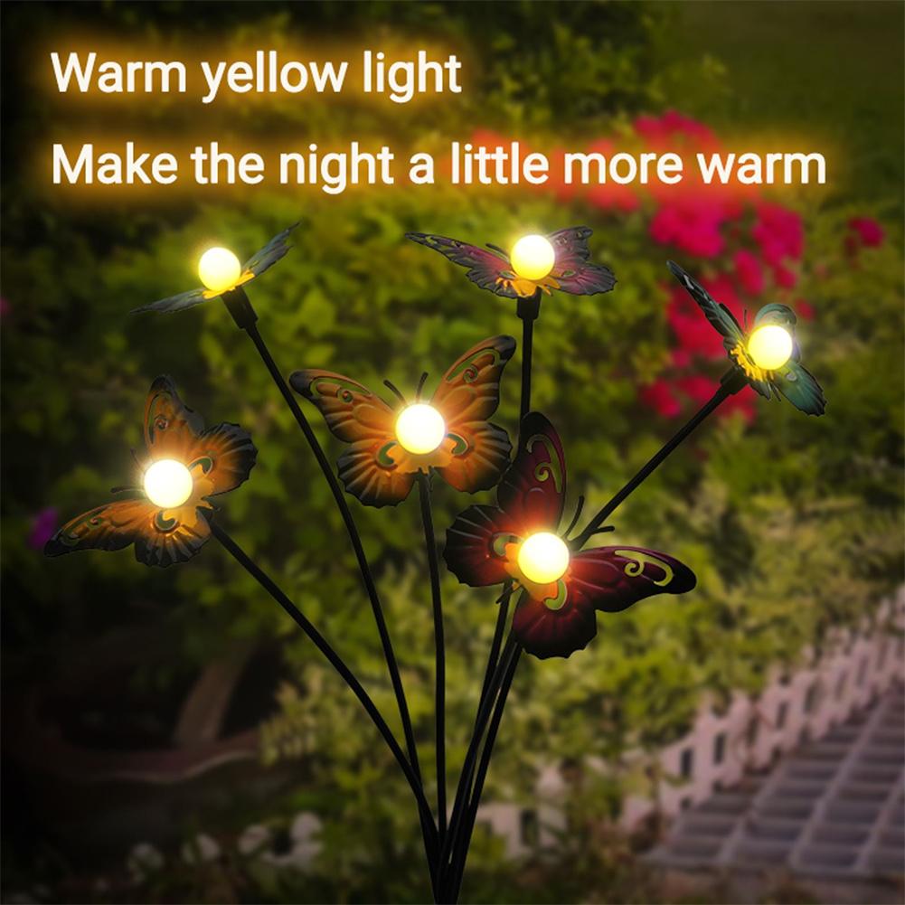 Solar Garden Lights Solar Outdoor Butterfly Lights Wind Swaying Outdoor Lights For Outside Fence Yard Lawn Garden Decor