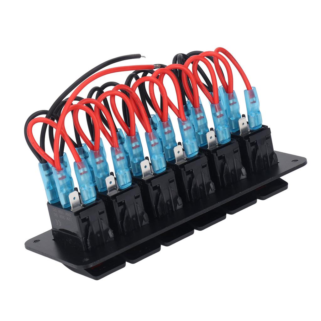 6 Gang Rocker Switch Panel LED Backlit On Off Switch Waterproof Circuit Protection for Car RV Bus Marine Boat ATV UTV