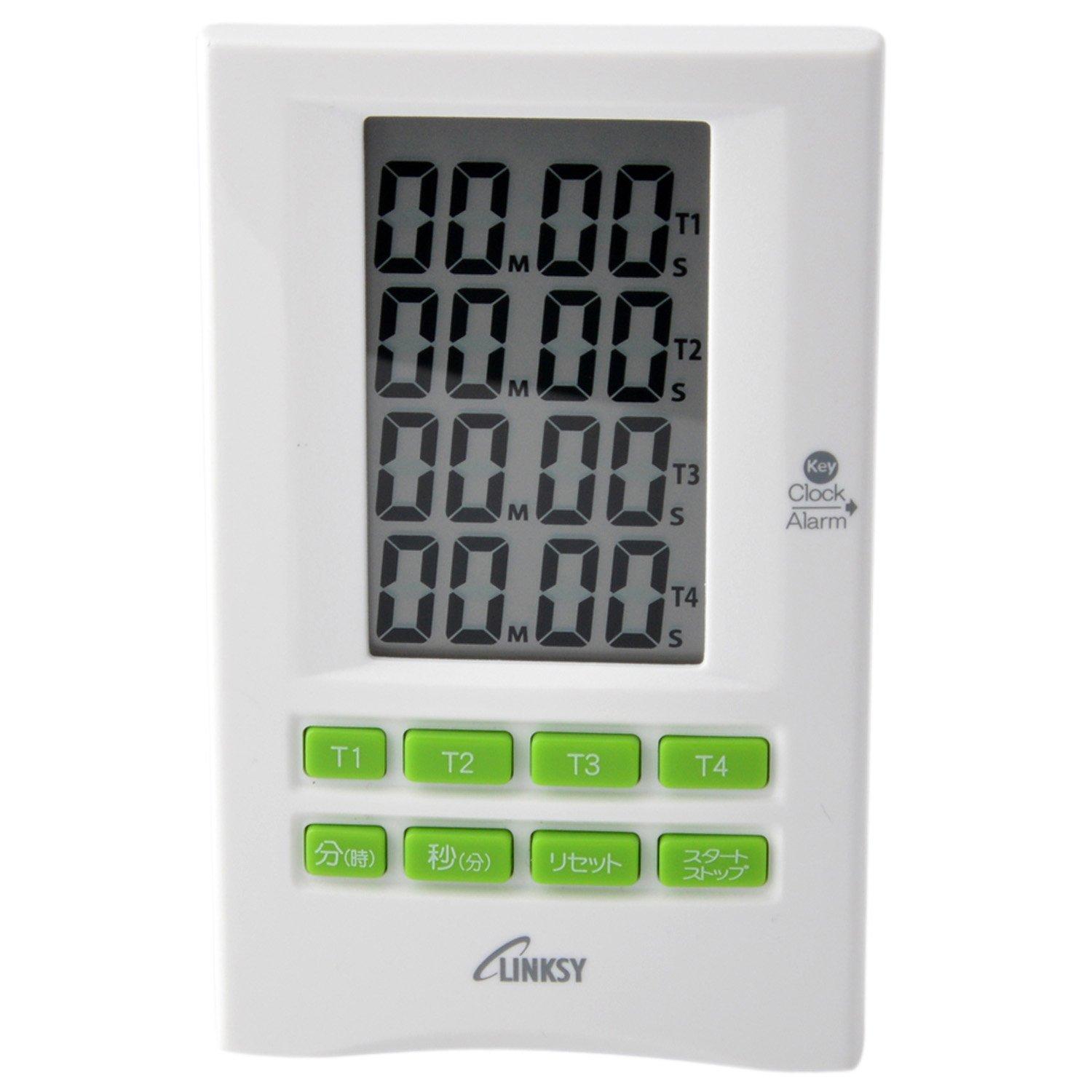 

LINKSY LT094W Digital Timer with Alarm Clock, Count-Up and Count-Down Functions, White, Measures 4 Times Simultaneously (4 Multi-Time)