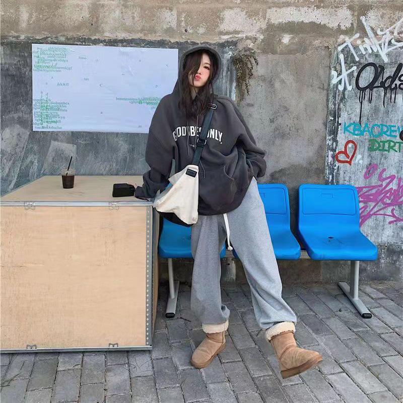 Women Long Sleeve Hooded V Neck Loose Pullovers Female Tops Solid Color Sweatshirts