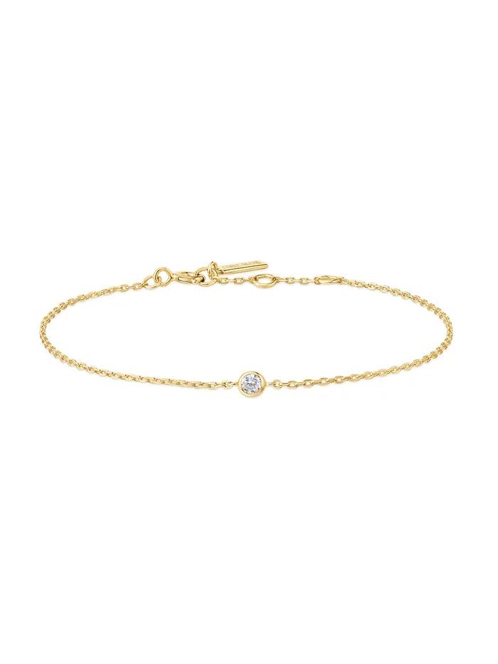 Gold Sparkle Bezel 925 Silver Bracelet B062-01G.