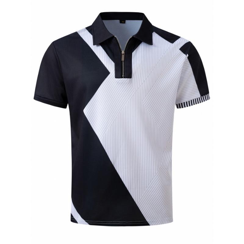 Men's Collar Slim Fit Color Blocked T-shirt POLO Shirt