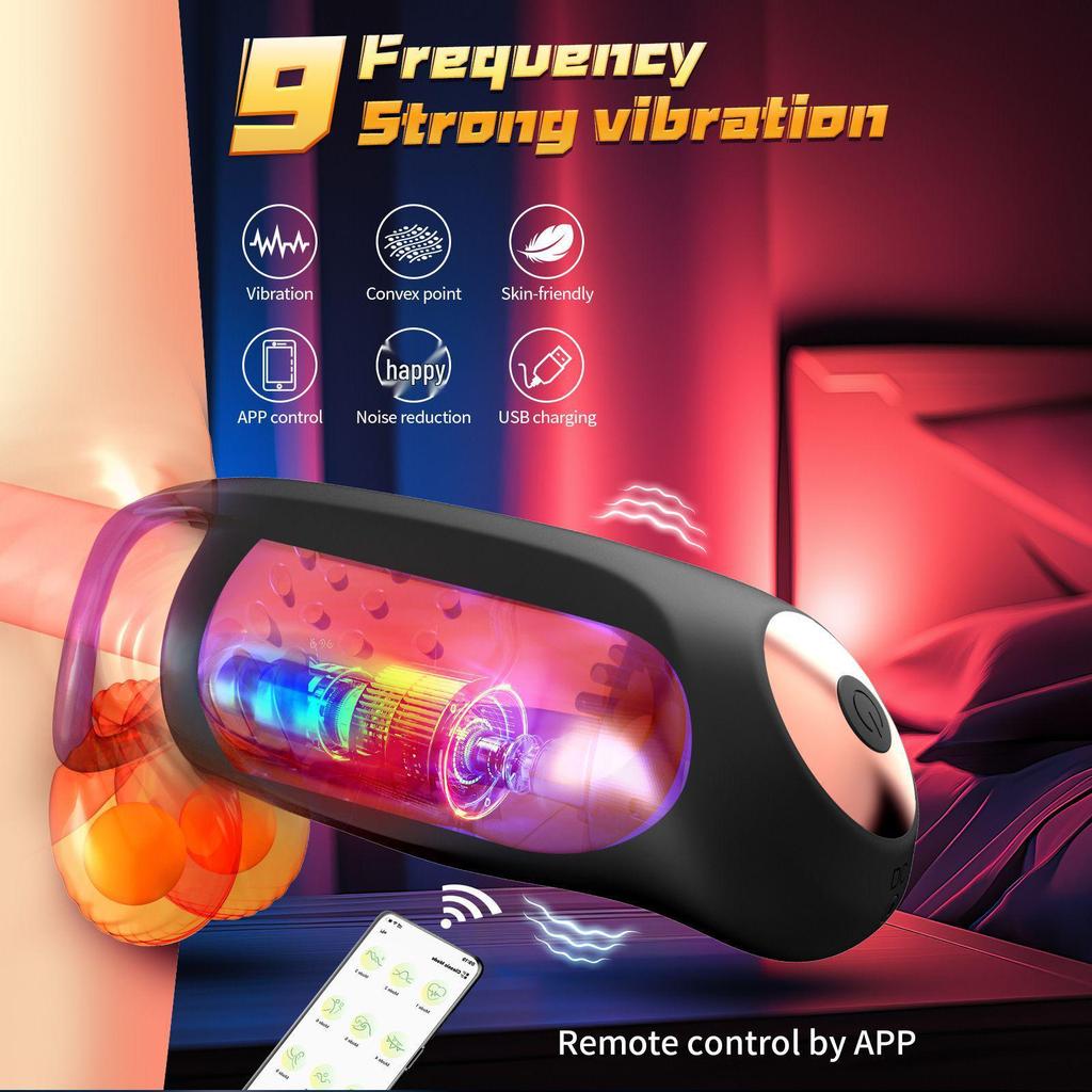 Dual Vibration Remote Control Male Masturbator Cup