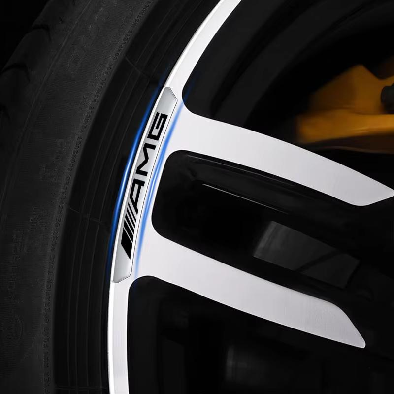 Car Styling 4Pcs Aluminum Wheel Rim Sticker Decal For Mercedes Benz W204 W205 W211 Amg W212 W213 W203 Smart 451 Fortwo W176 W124