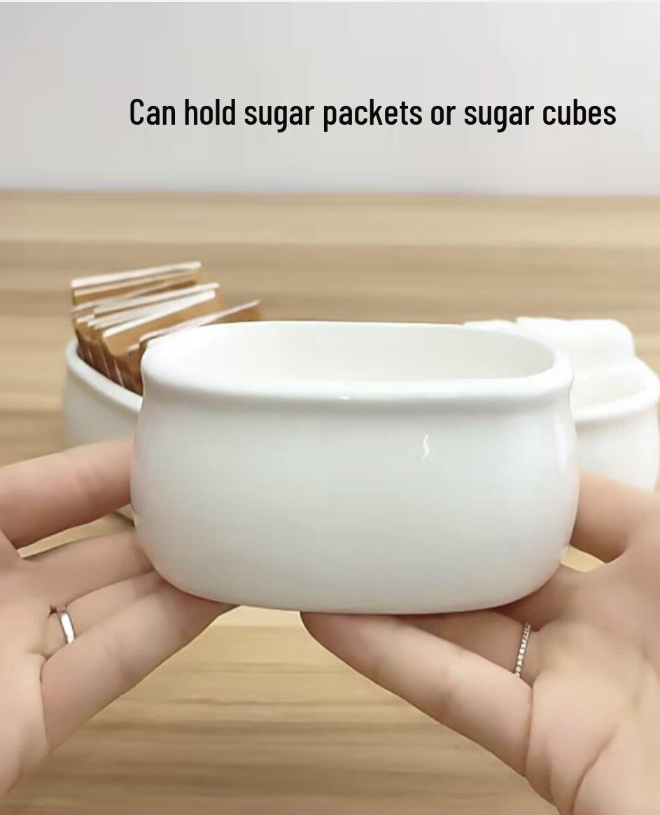 

Ceramic Milk Jug and Sugar Bowl Set with Spoon: Perfect for Coffee, Creamer, Condensed Milk, and Steak Sauce.
