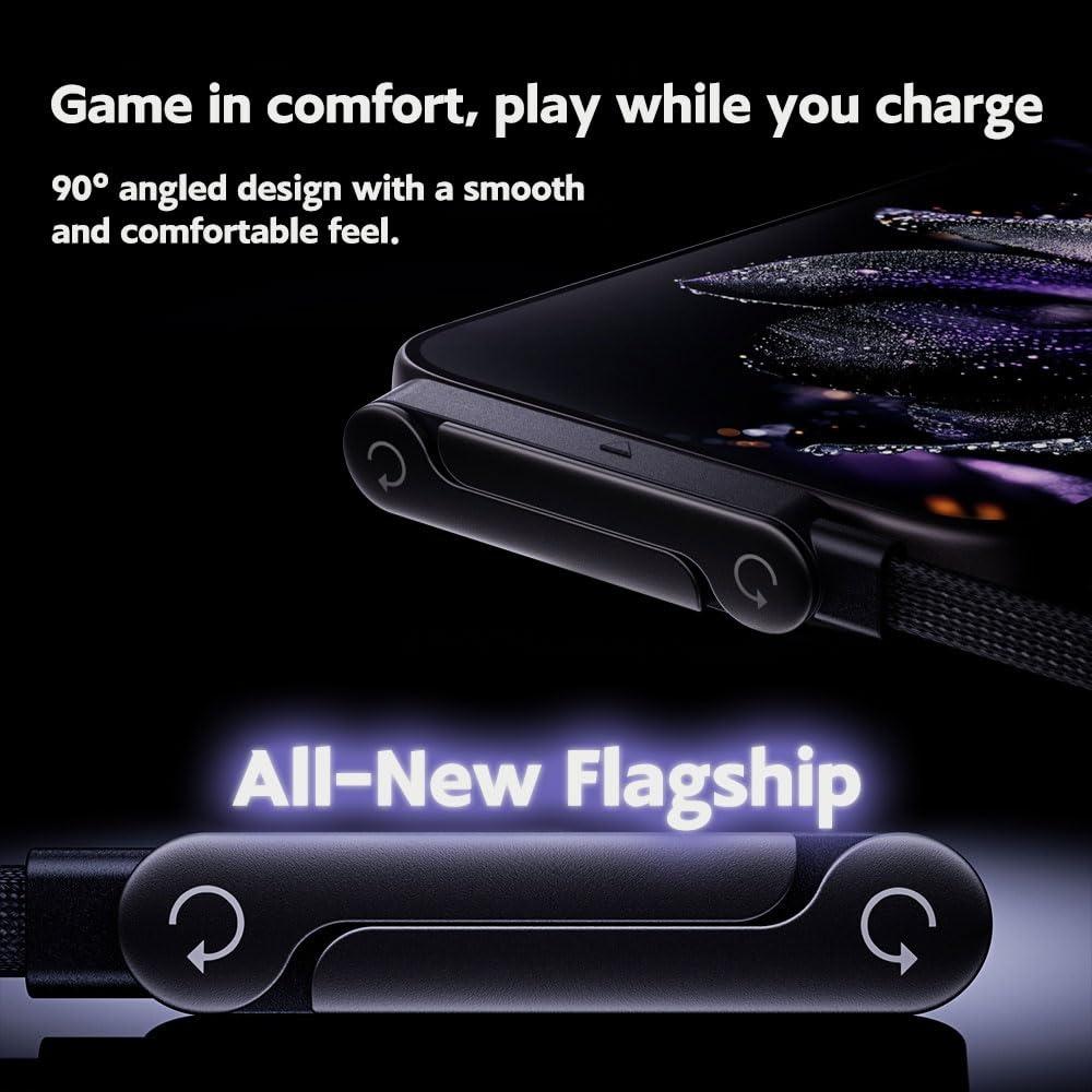 1.5m Type-C USB Braided Fast Charging Cable with Built-in Phone Stand 2-in-1 Holder for IOS Gaming Office & Travel