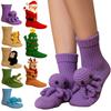 1 Pair Funny Knit Socks Cute Cozy Fuzzy Cartoon Embroidered Socks 3D Knitted Soft Cotton Socks for Women Teens Kids Home Winter