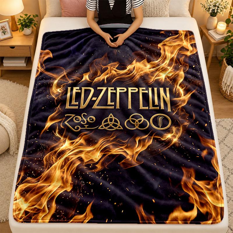 Flannel BlanketLed Zeppelin Warm Soft Throw Blanket for Indoor Sofa Bed Living Room Use