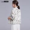 LUDIan Women's Floral Cotton-Linen 3/4 Sleeve Shirt