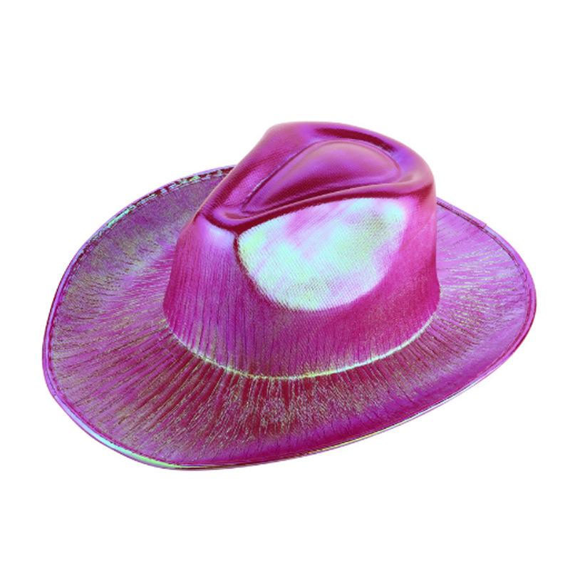 Pink Iridescent Neon Flashing Cowboy Hat for Halloween and Carnival Parties