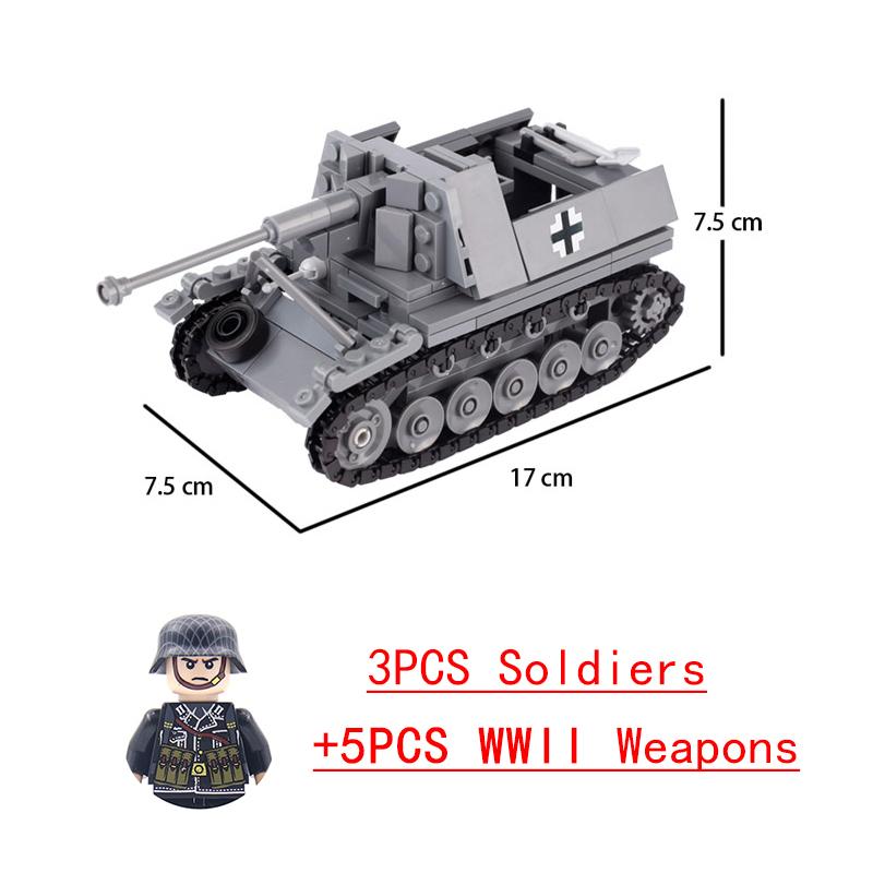 Non-Toxic Wwii Military North African Campaign Wheeled Armored Vehicle Tank Cannon Soldier Figures Building Blocks Weapon Truck Army Toy