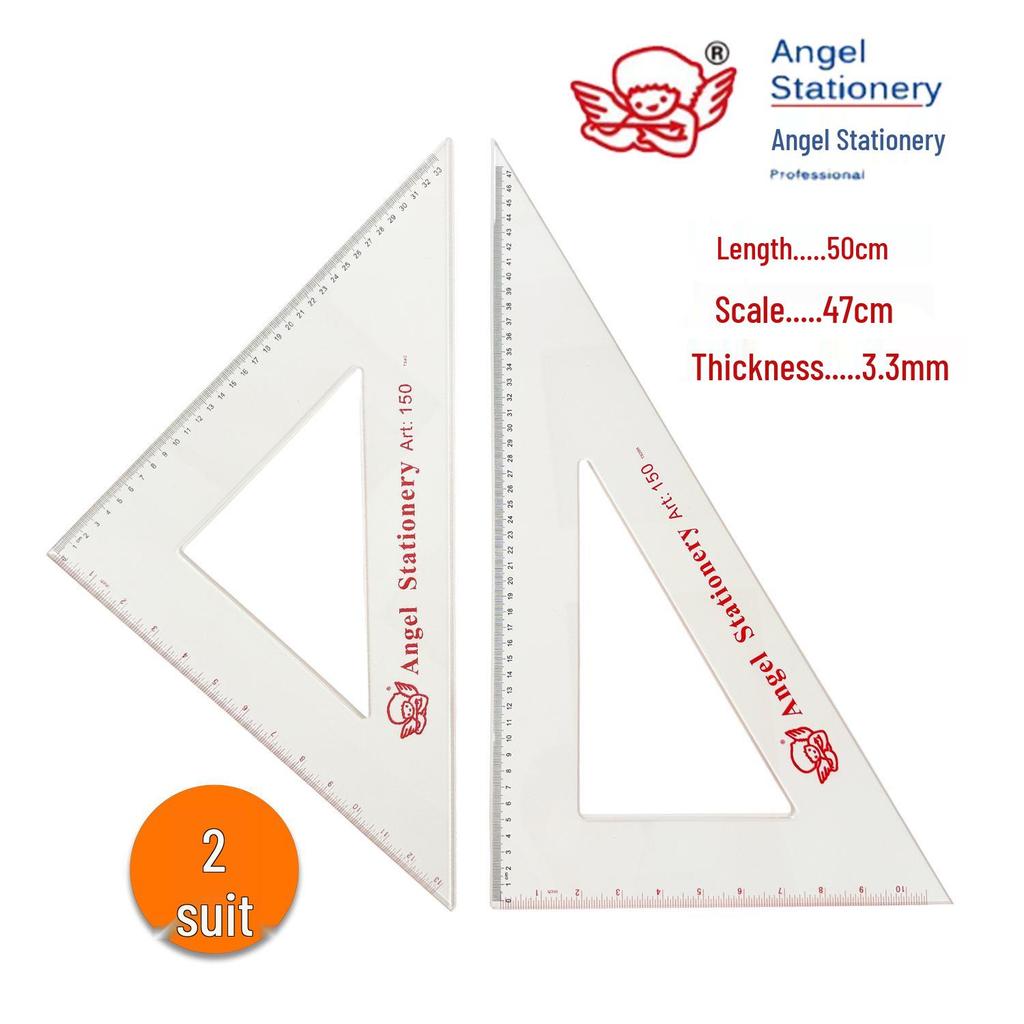 Large Transparent Plastic Triangle Ruler Set (30/40/50 cm) for Drawing and Right Angles