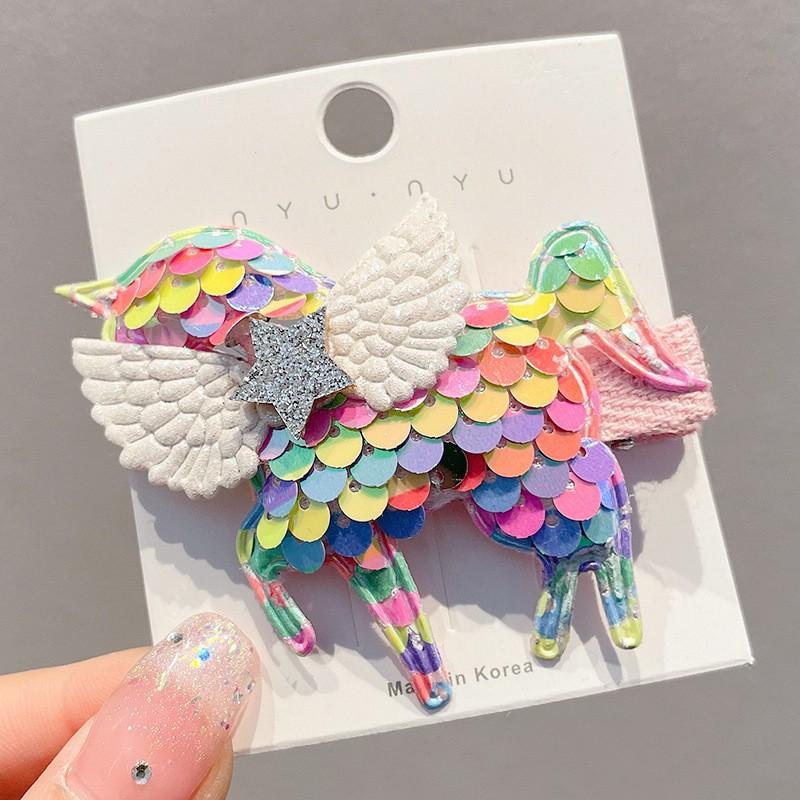 

Кавайные мультяшные заколки для волос с единорогами для детей, девочек, малышей, милые заколки для волос, шпильки, аксессуары, заколка, головной убор About 5.5x7 cm