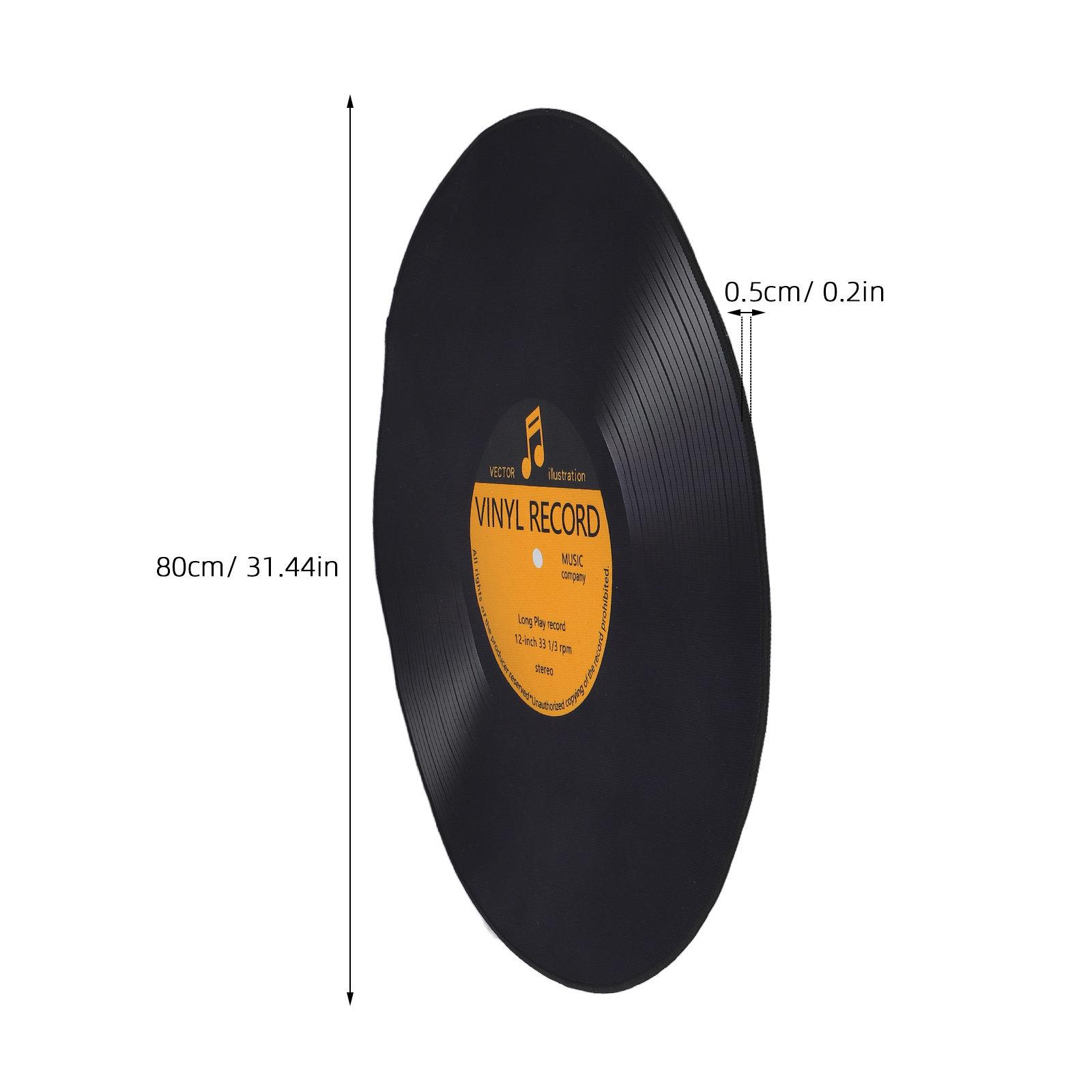 

Vintage Vinyl Record Rug Round 80Cm Non-Slip Music Theme Carpet Retro Record Player Mat Living Room Bedroom Area Rug