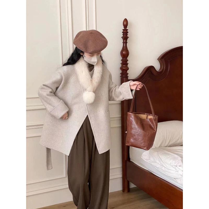 New Double-sided Wool Coat Medium and Long Korean Version Loose Informal Woolen Coat
