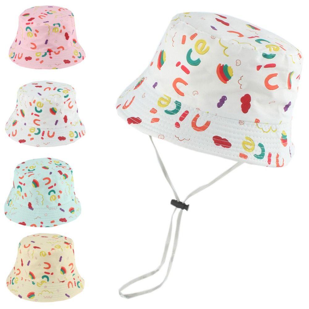 

UV Protection Baby Sun Hat Letter Print Beach Cap New Fisherman Cap Summer білий