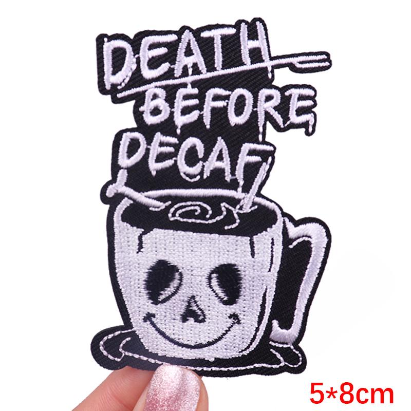 Horror Skull Patch Punk /Letter Embroidered Sew Patch Jackets Backpack Diy Iron On Patches For Clothing Ironing /Stickers 