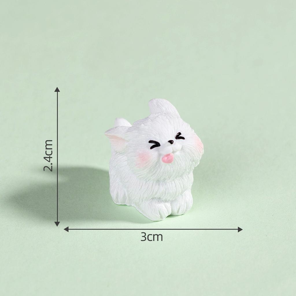 Cute White Running Puppy 3D Resin Figurine Pet Dog Bichon Frise Desktop Decoration Garden Moss Miniatures Sence DIY Decoration