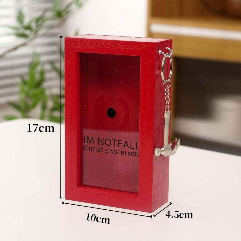 Break In Case Emergency Geschenkbox Rotes Holzmaterial Geschenkverpackungsbox mit Hammer Gag Geschenk-Organizer für Geburtstag Feiertag