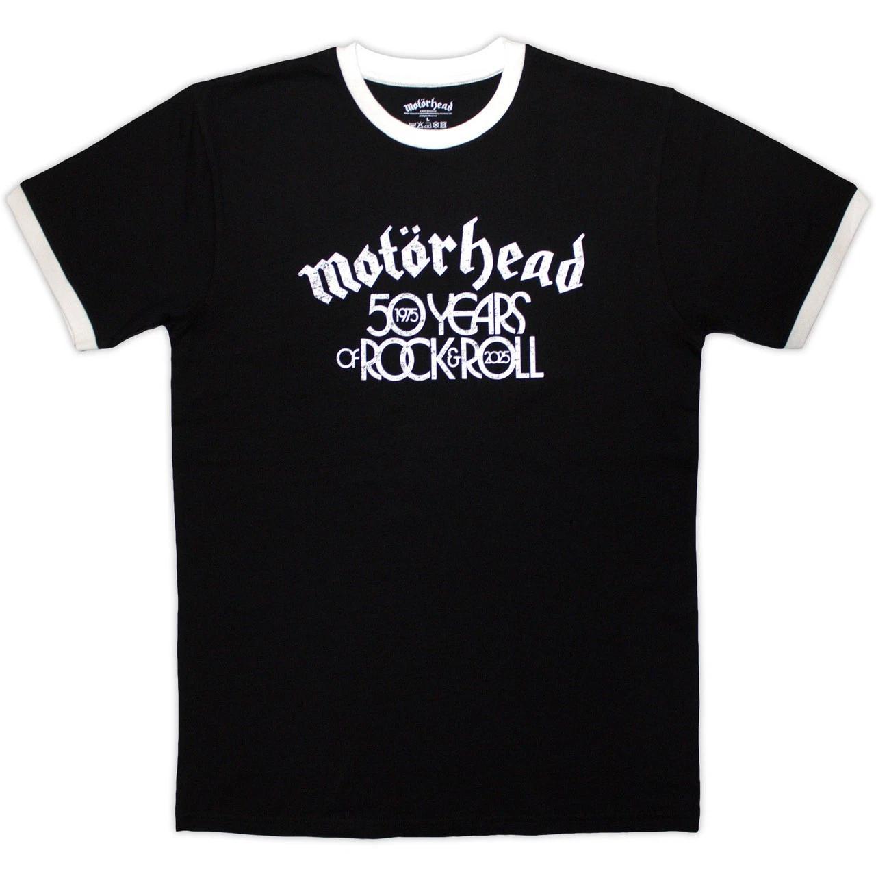 

Motorhead 50 Years Text Lock Up Black Ringer T shirt - NEW S