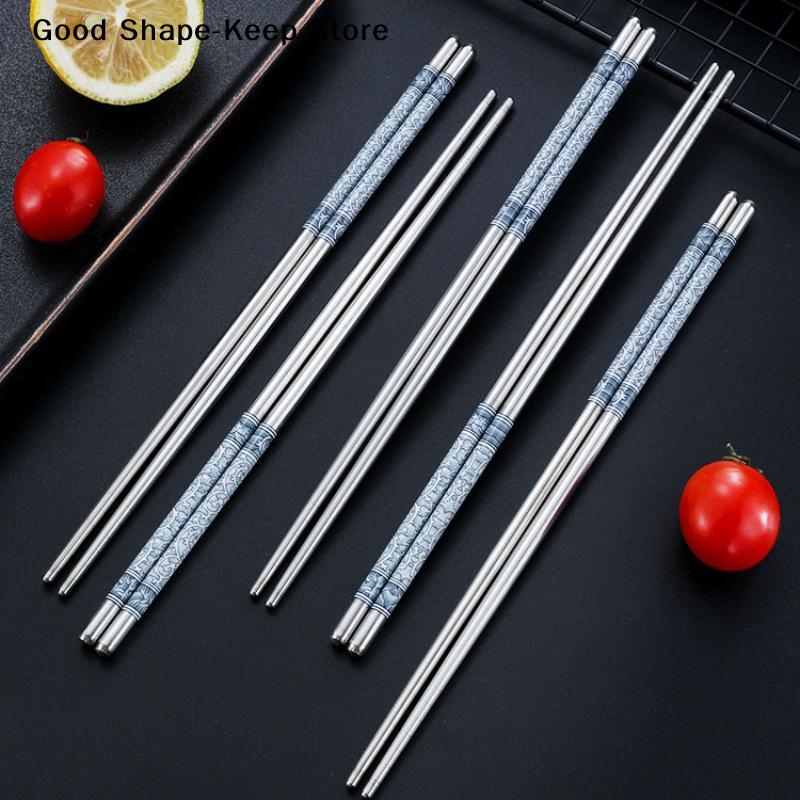5/10/15/20Pairs Stainless Steel Non-slip Chinese Chopstick For Porcelain Print Chopsticks Cooking Eating Easy To Clean