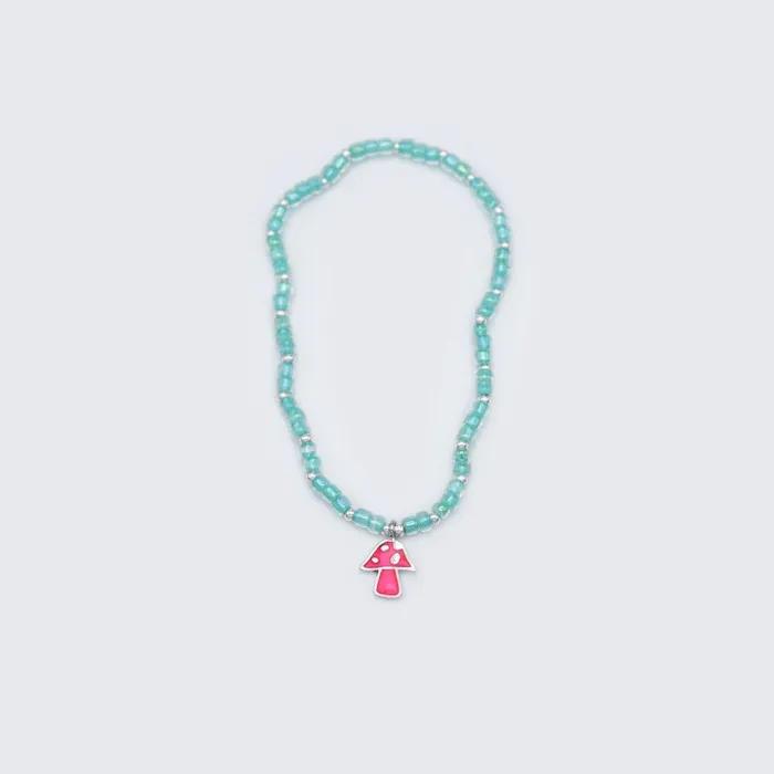Bonbo Neon Enamel Silver Cute Motif Charm Beads Mix Bracelet