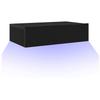 TV Cabinet with LED Lights Black Oak 60 X 35 X 15.5 Cm