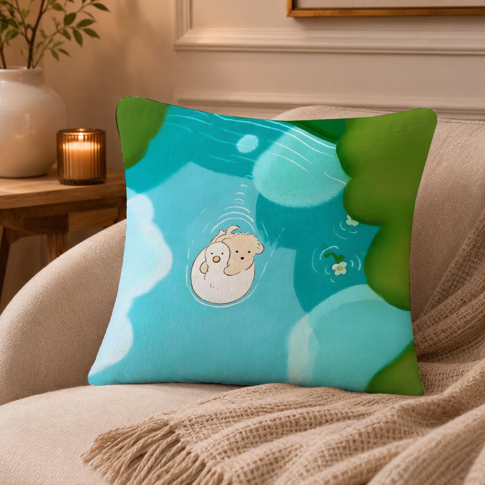 Creative animal art paintings Cushion Cover Anti-dustmite Pillowcase Invisible zipper silky short plush Sofa cushion cover