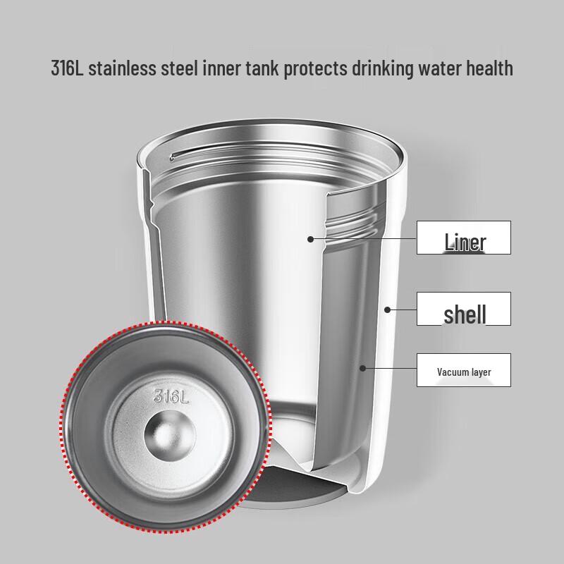 LocknLock LHC4298 316 Stainless Steel Flip Lid Insulated Coffee Mug with Straw, 430ml