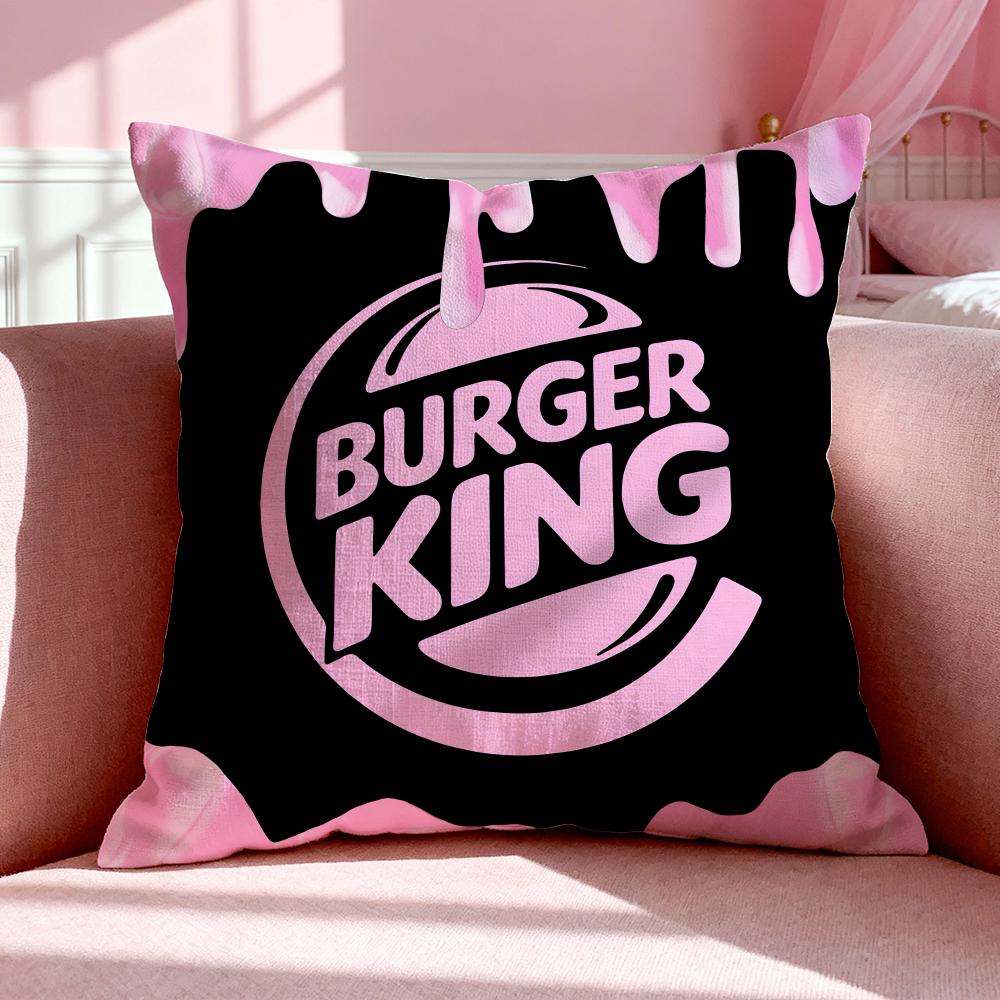 Brand BBurger King Cushion Cover Breathable Linen Pillowcase Summer Odorless EcoFriendly Invisible Zipper Washable