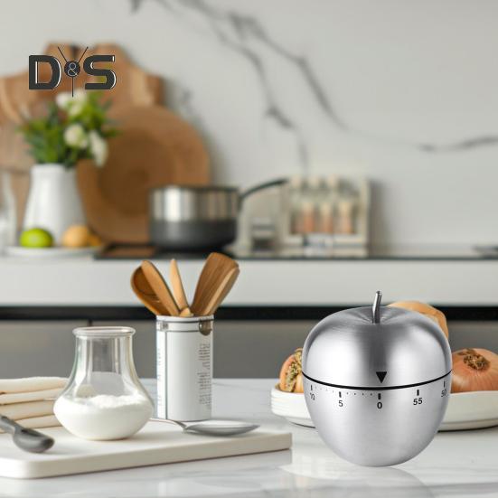 Mechanischer Küchentimer, 60 Minuten Countdown-Alarm, laute 70-dB-Glocke, Edelstahl, keine Batterien, einfach zu verwendender Timer zum Kochen, Lernen, Hausaufgaben, Yoga