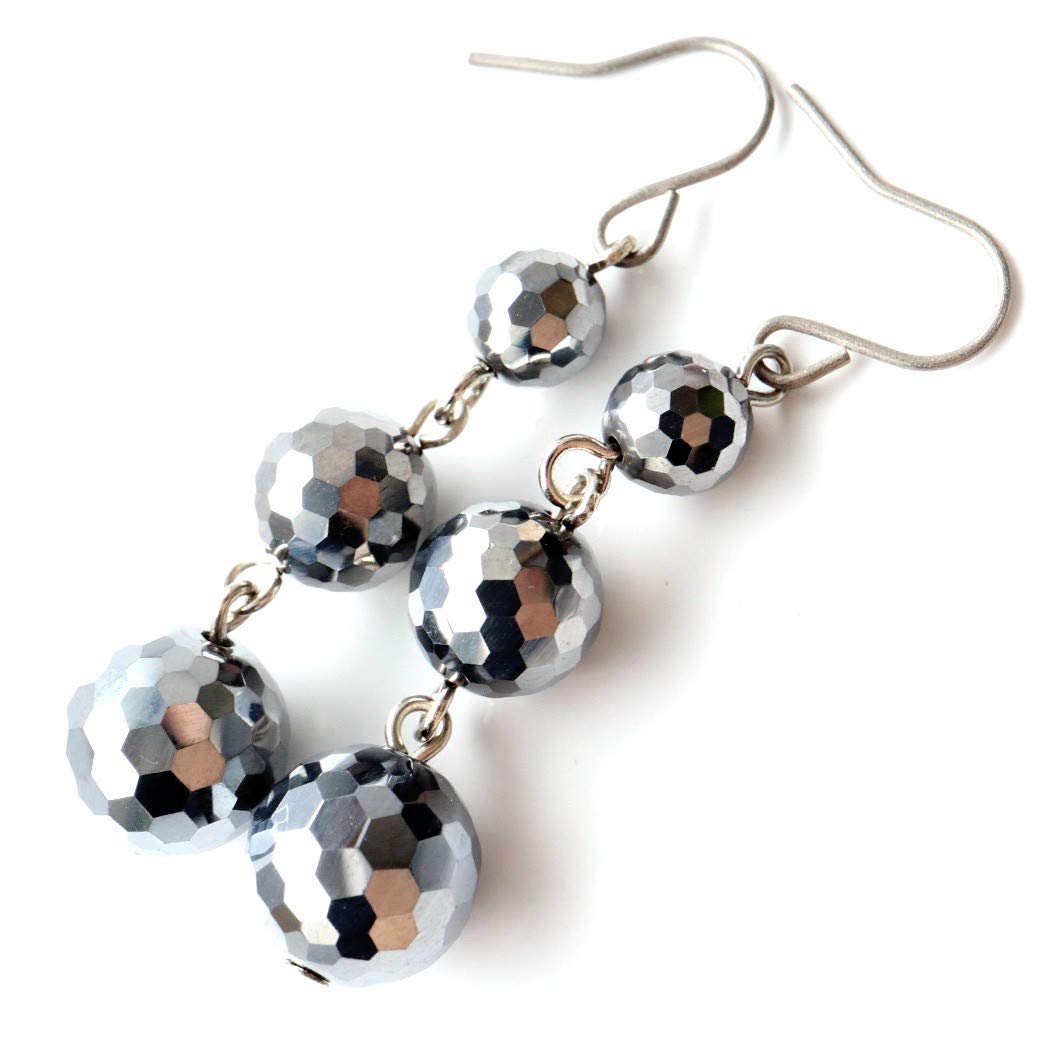 

[GOLD STONE] Terahertz Earrings for Both Ears, Dangling Power Stone, Health